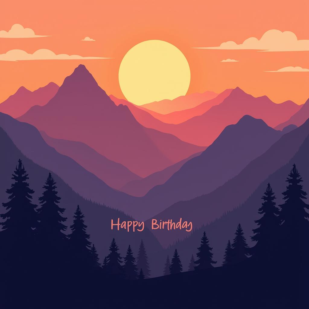 Digital Art Landscape Birthday Card