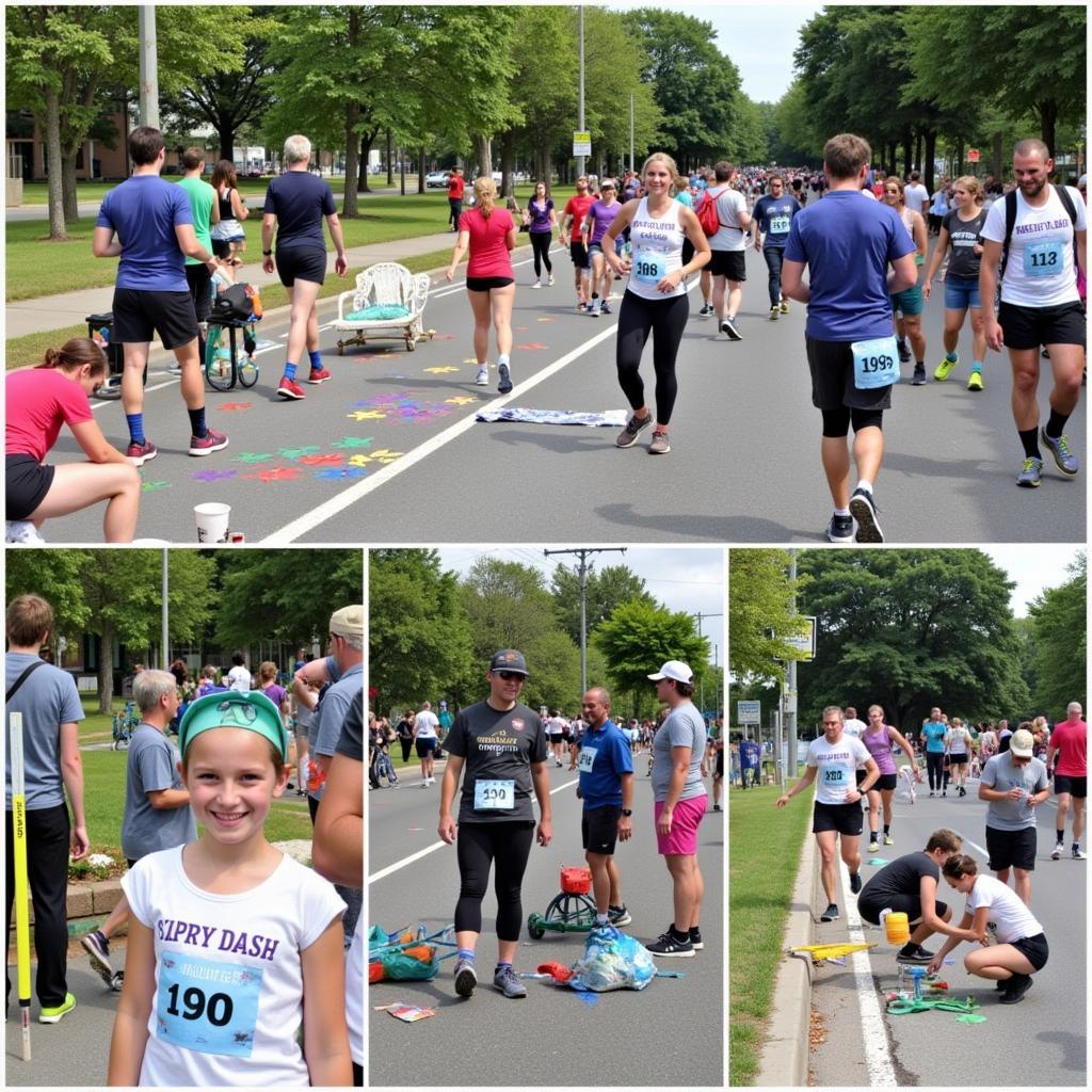 Art Dash 5k participants engaging with interactive art installations