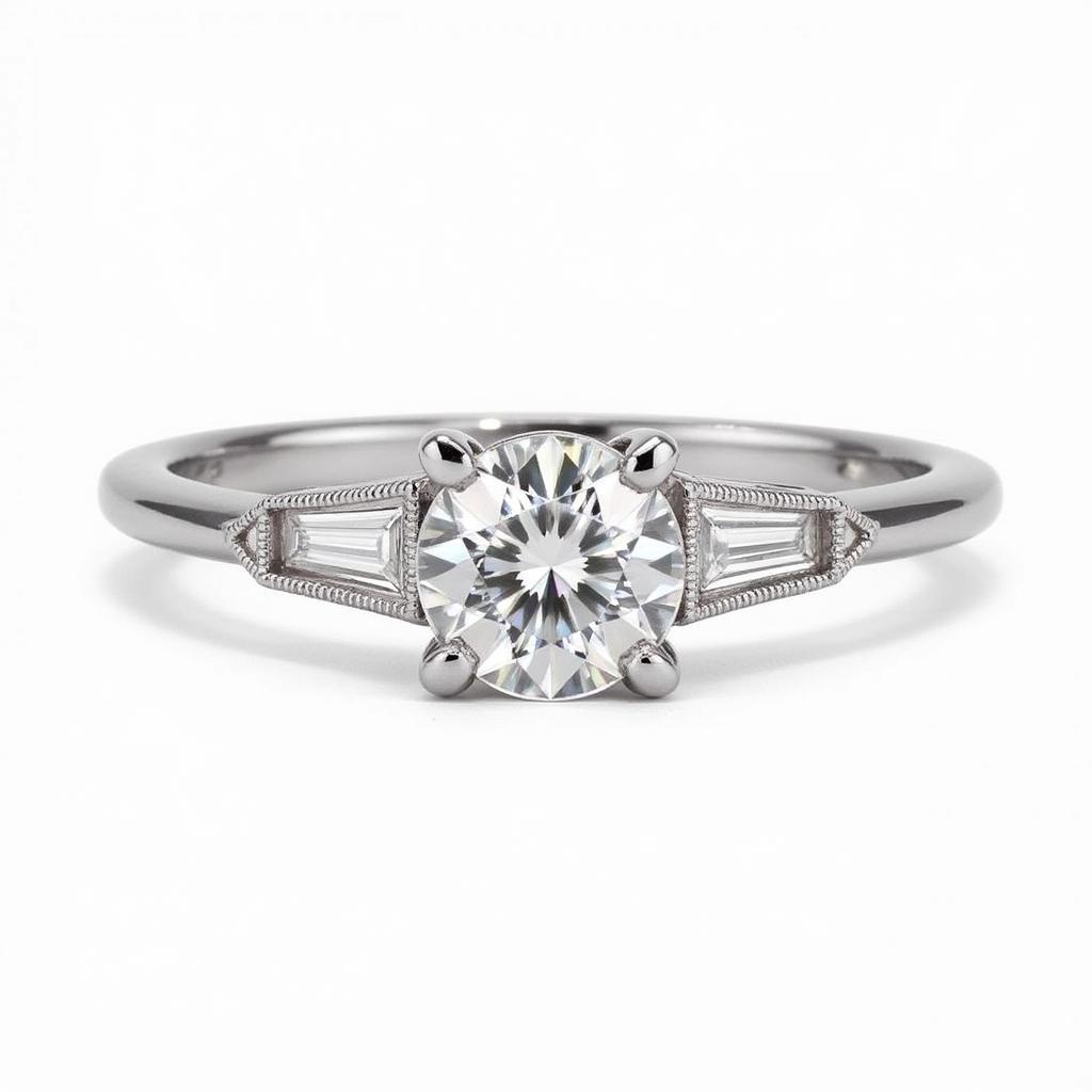 Art Deco Baguette Engagement Ring in Platinum Setting