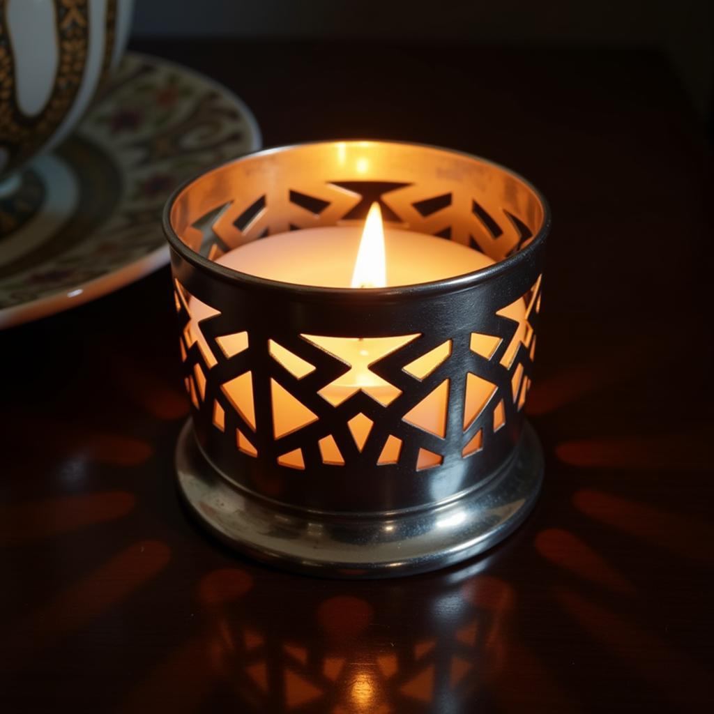 Art Deco candle holder with a geometric design