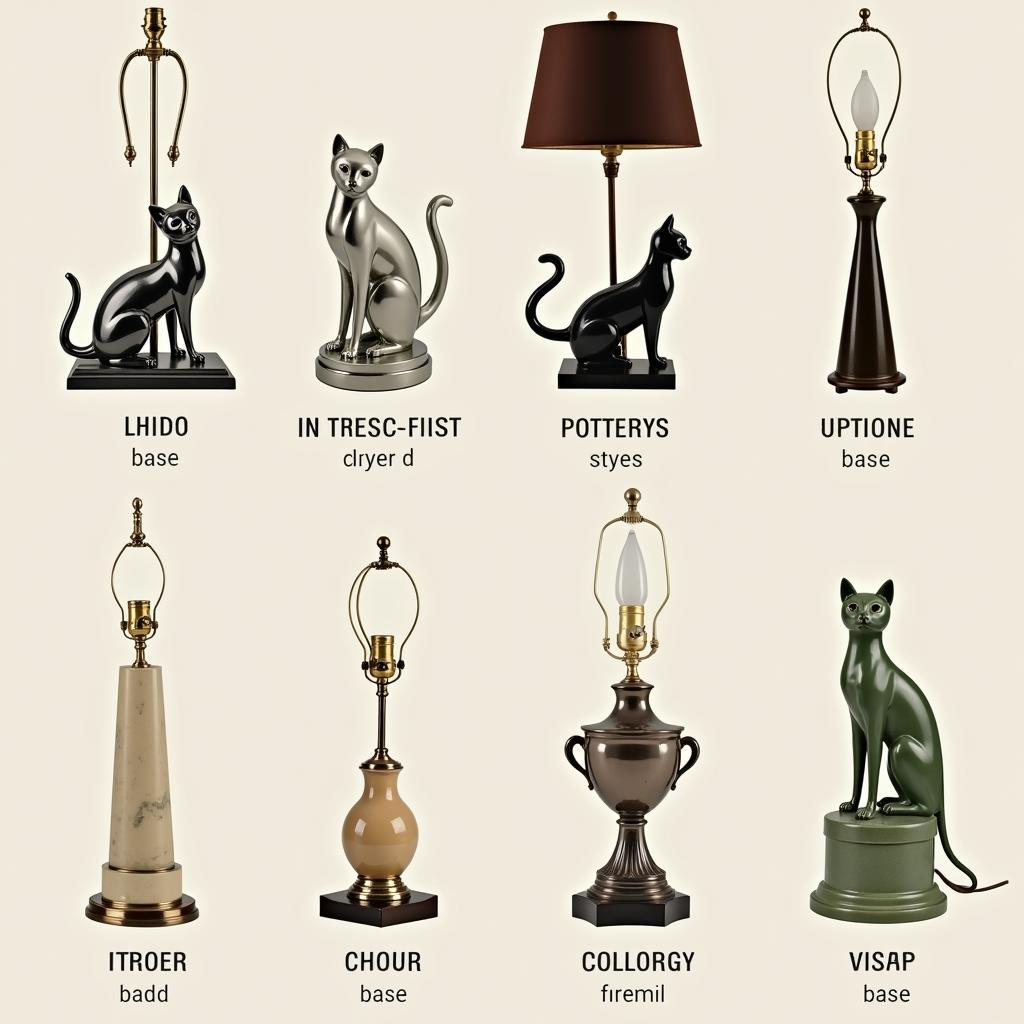 Art Deco Cat Lamp Design Variations