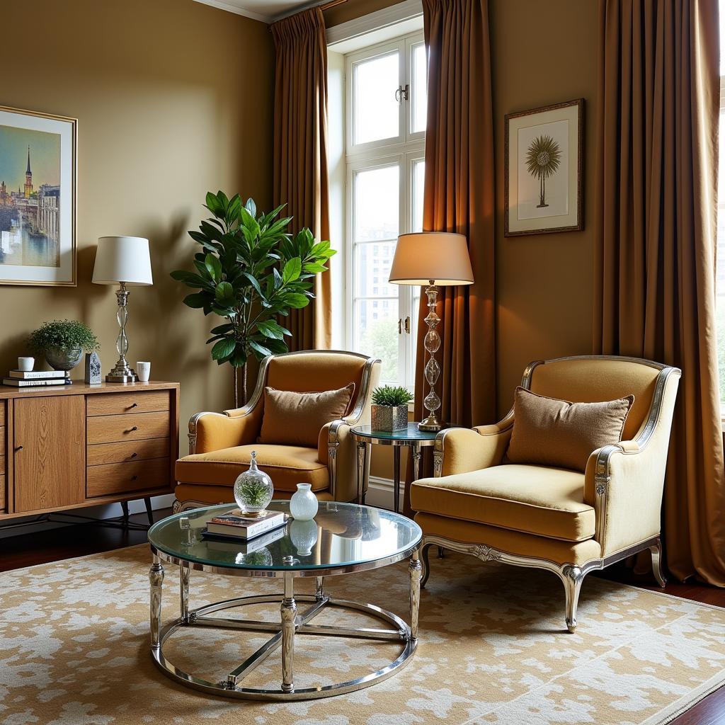 Art Deco Chrome Chairs in a Living Room Setting