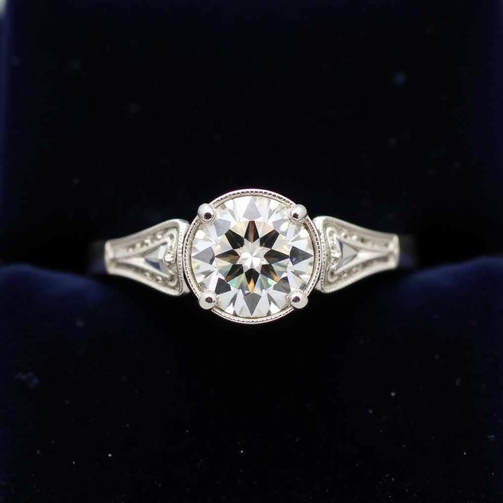 Art Deco Diamond Engagement Ring in Platinum Setting