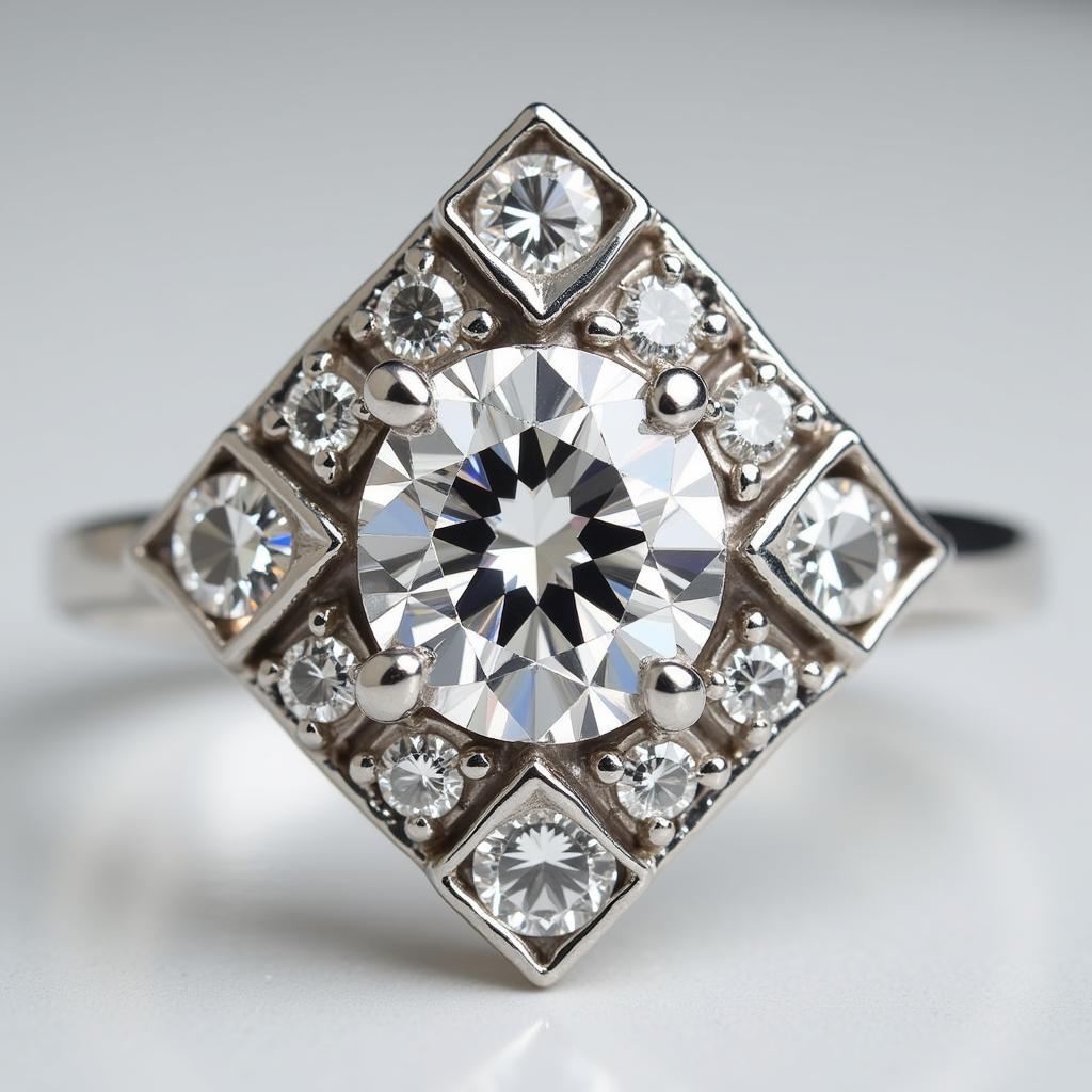 Art Deco Diamond Ring with Geometric Design