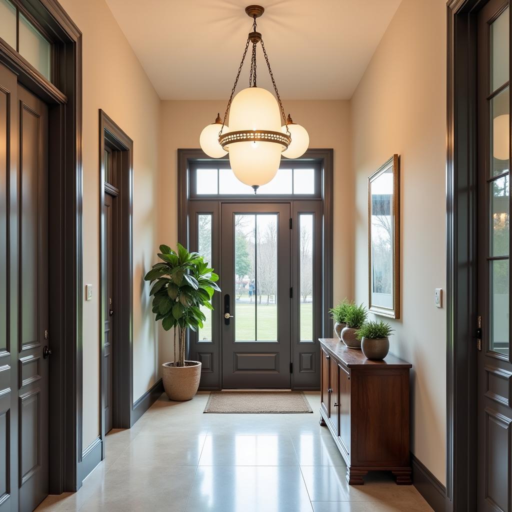 Art Deco Globe Chandelier in an Entryway