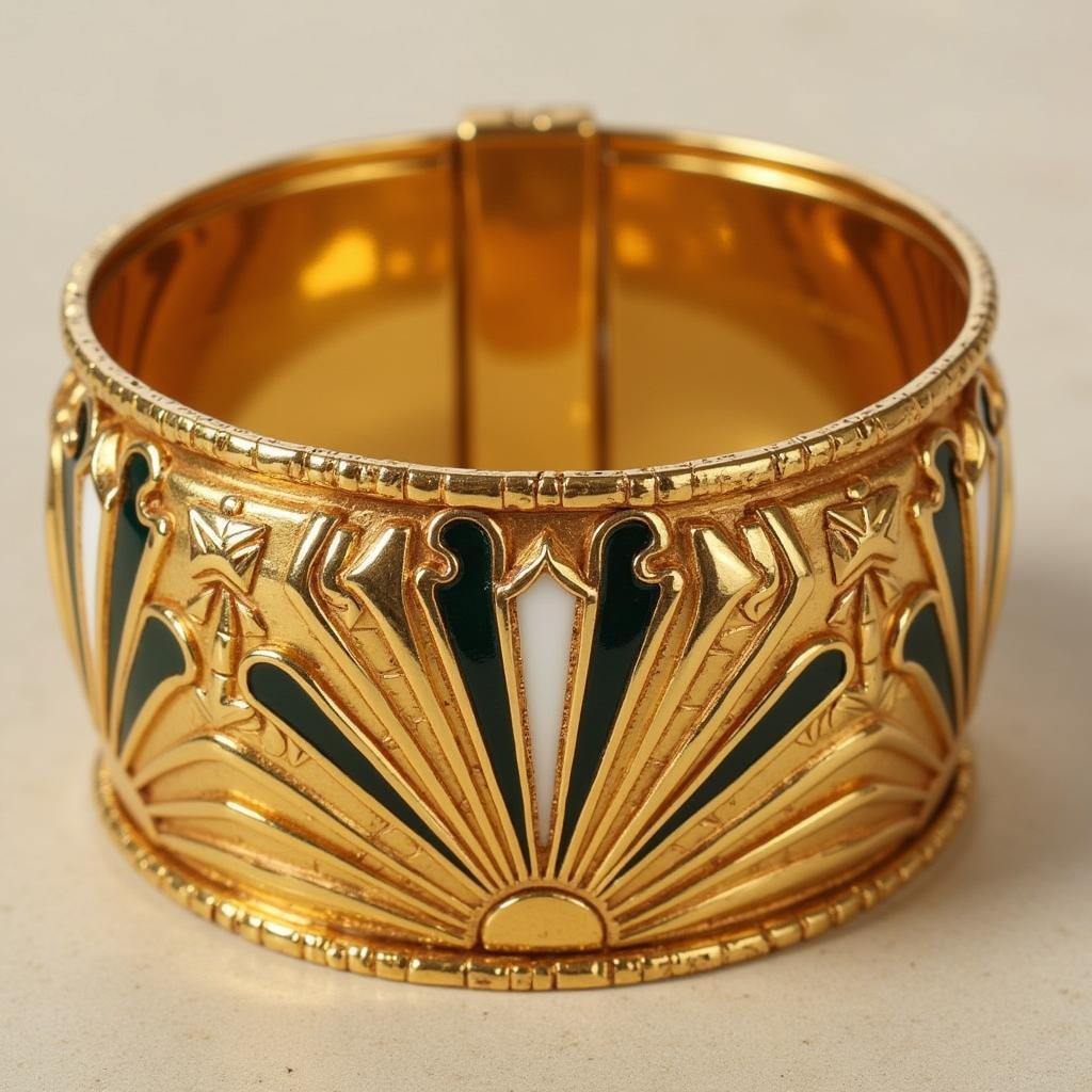 Art Deco Gold Bracelet with Geometric Design