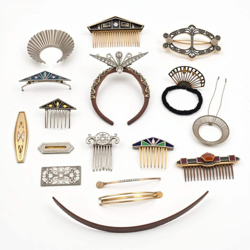 Art Deco hair accessories featuring geometric designs