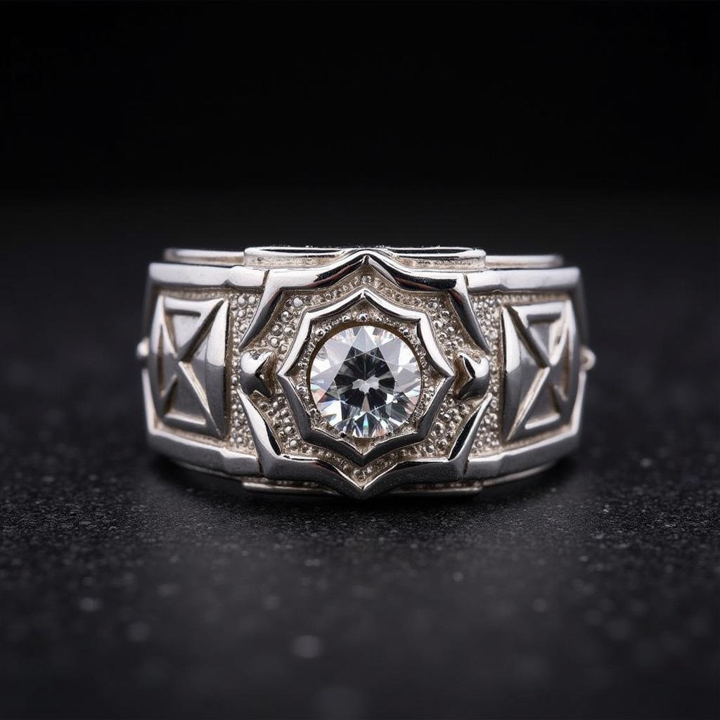 Art Deco Men's Ring with Geometric Design