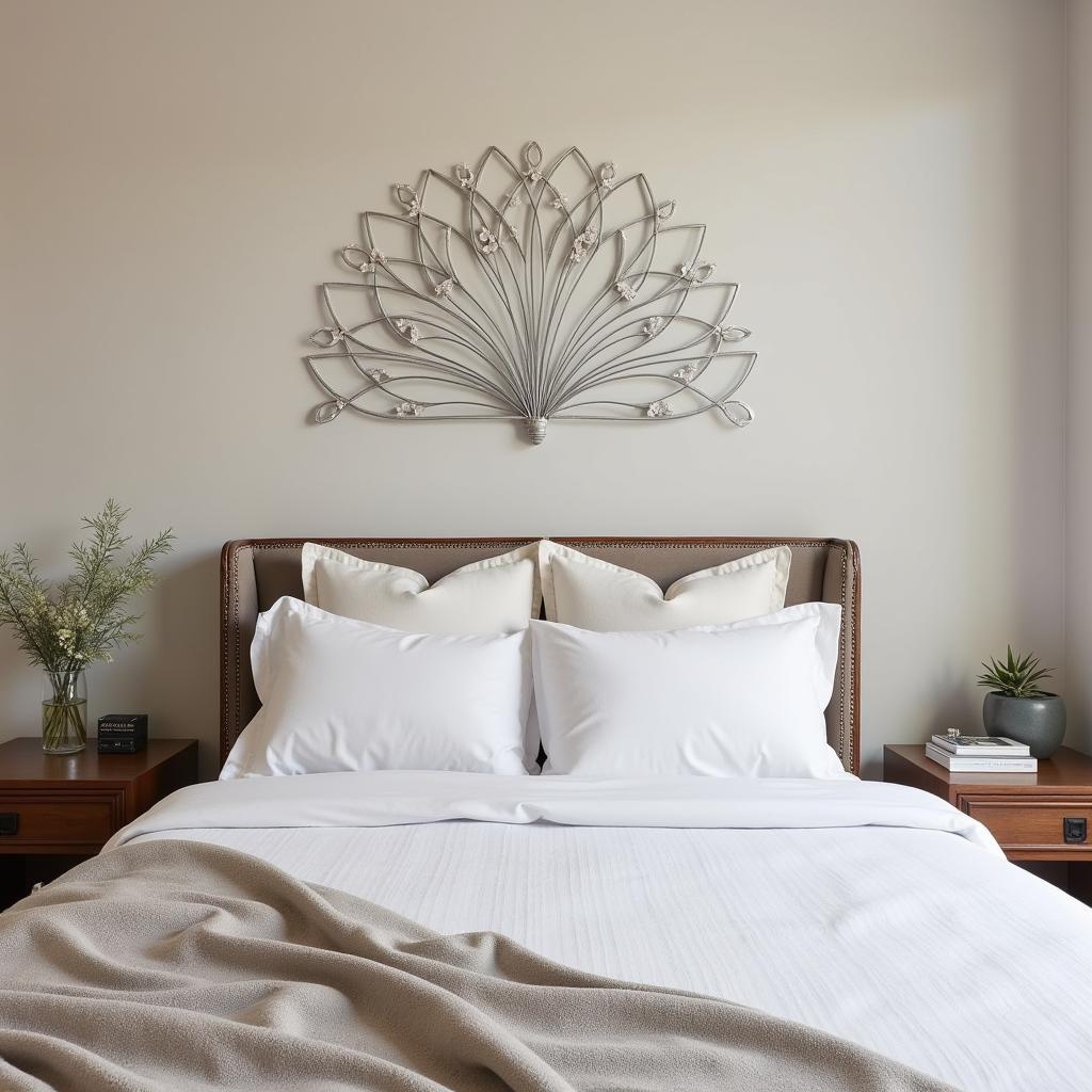 Art Deco Metal Wall Art in a Bedroom