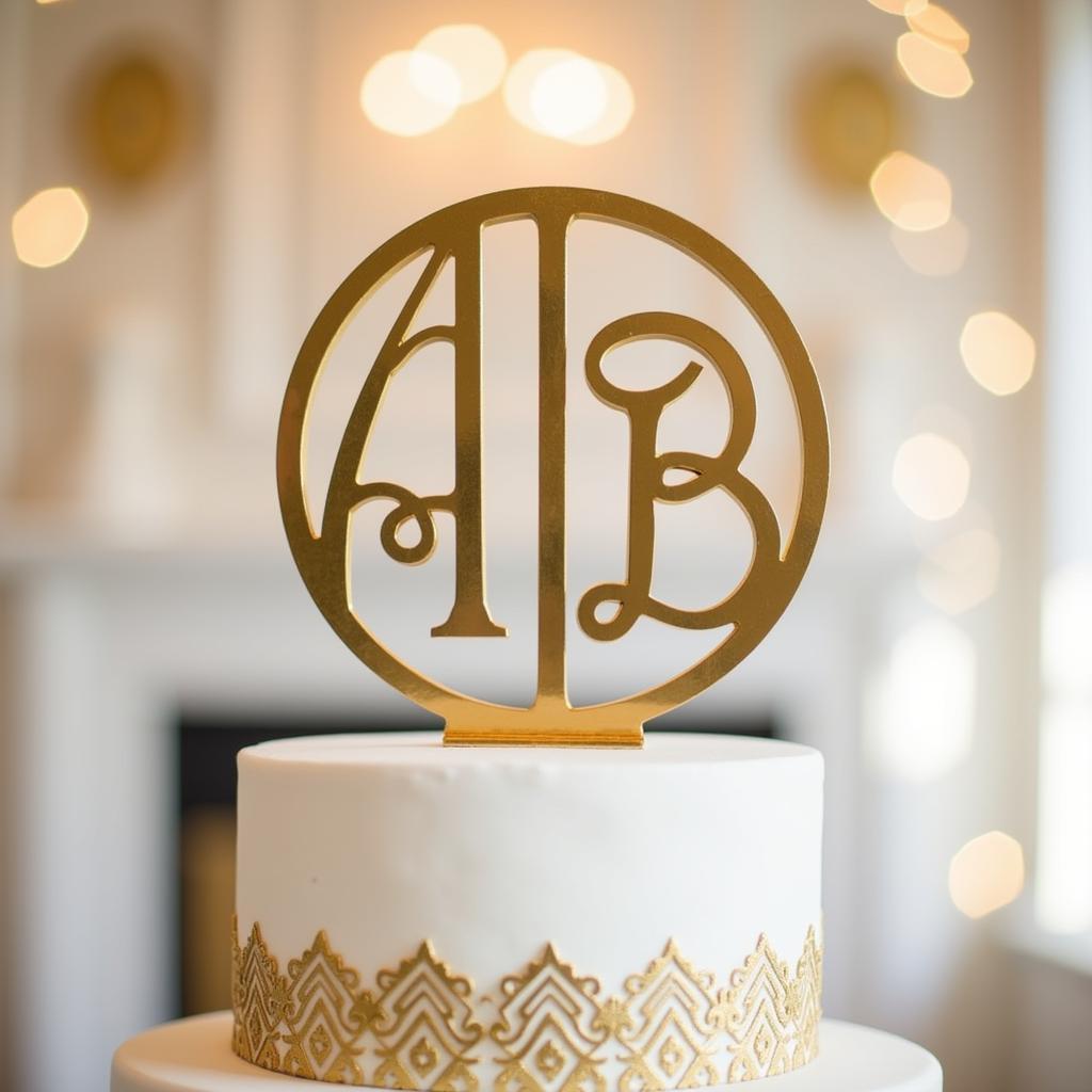 Art Deco Monogram Cake Topper