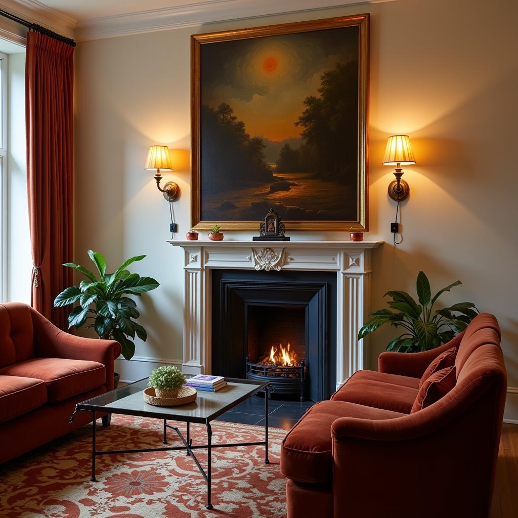 Art Deco Sconce Illuminating a Living Room