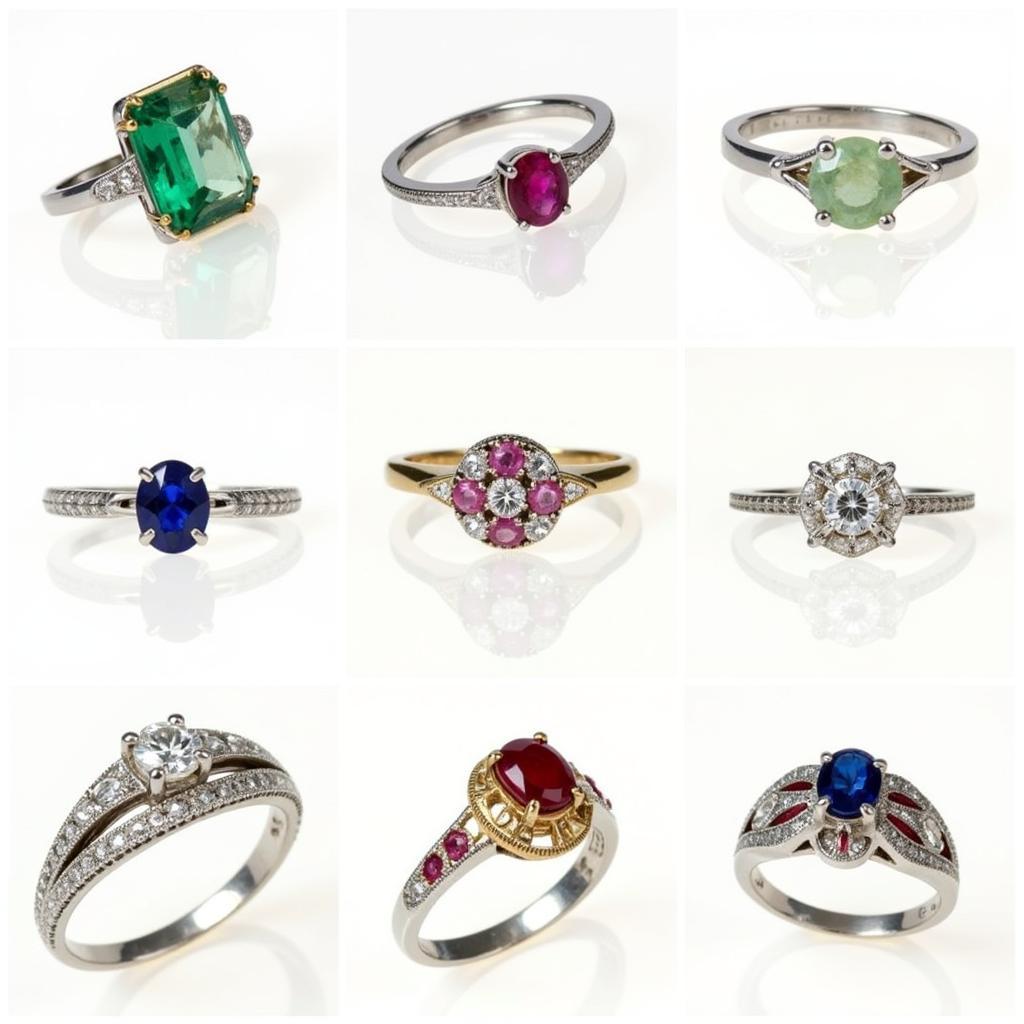 Art Deco Silver Ring Settings with Gemstones