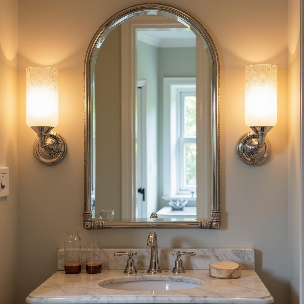 Art Deco Wall Sconces in a Bathroom