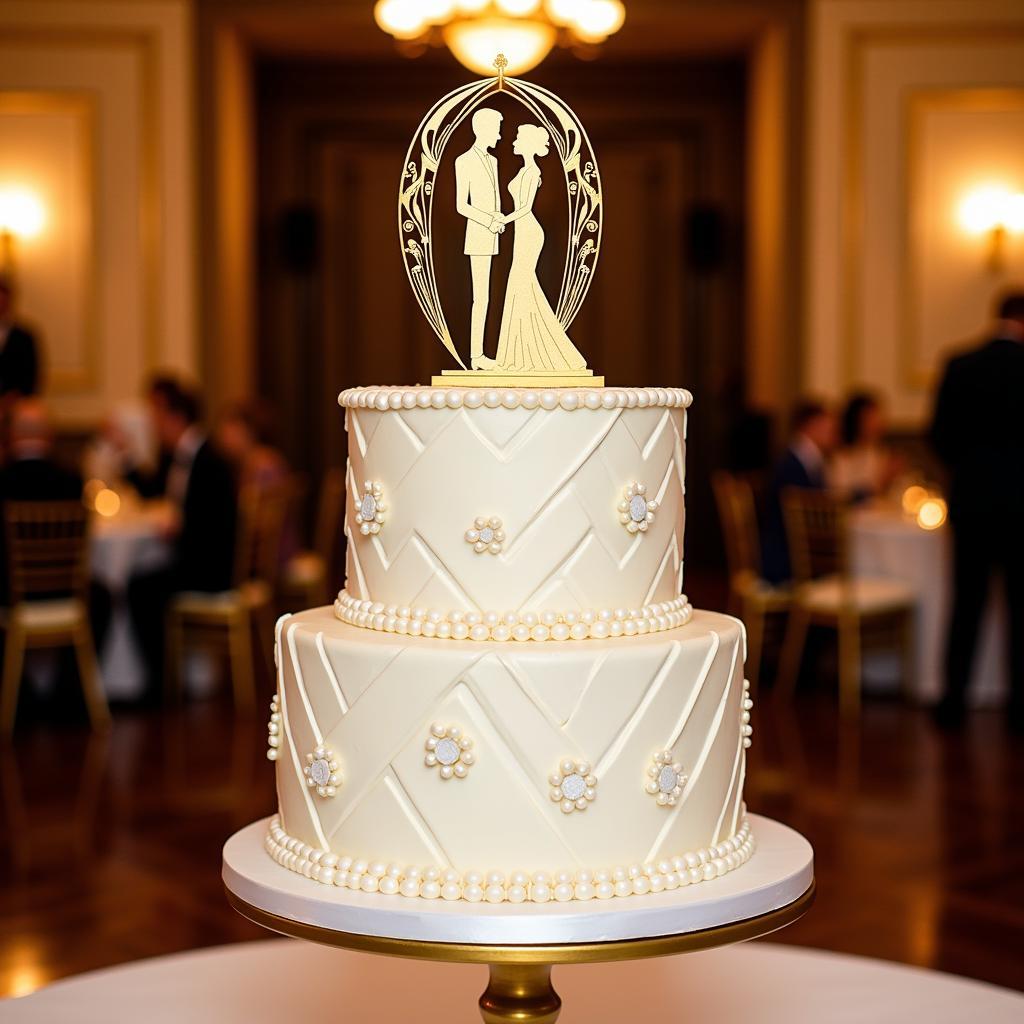 Art Deco Wedding Cake with Topper