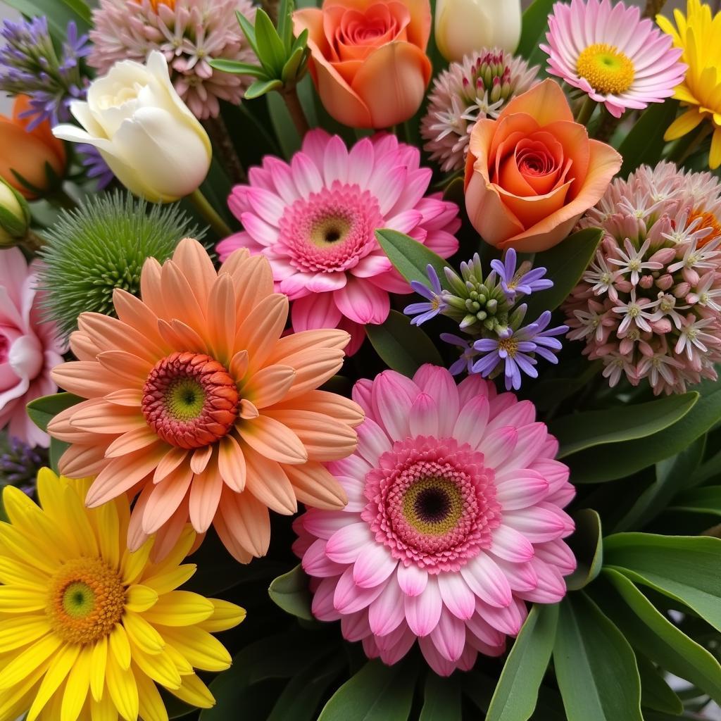 A close-up of a detailed floral arrangement at Art in Bloom St. Louis