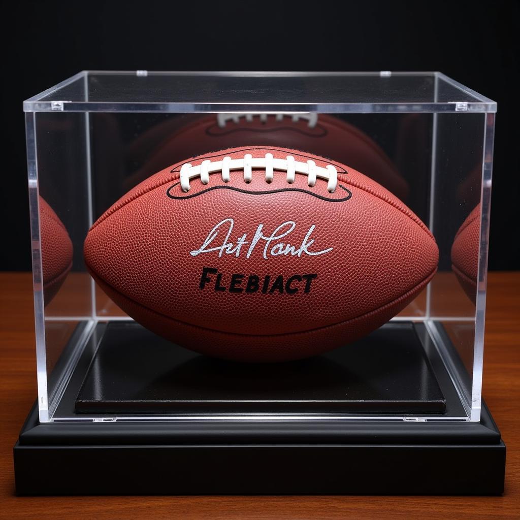 Art Monk Autographed Football in a Display Case