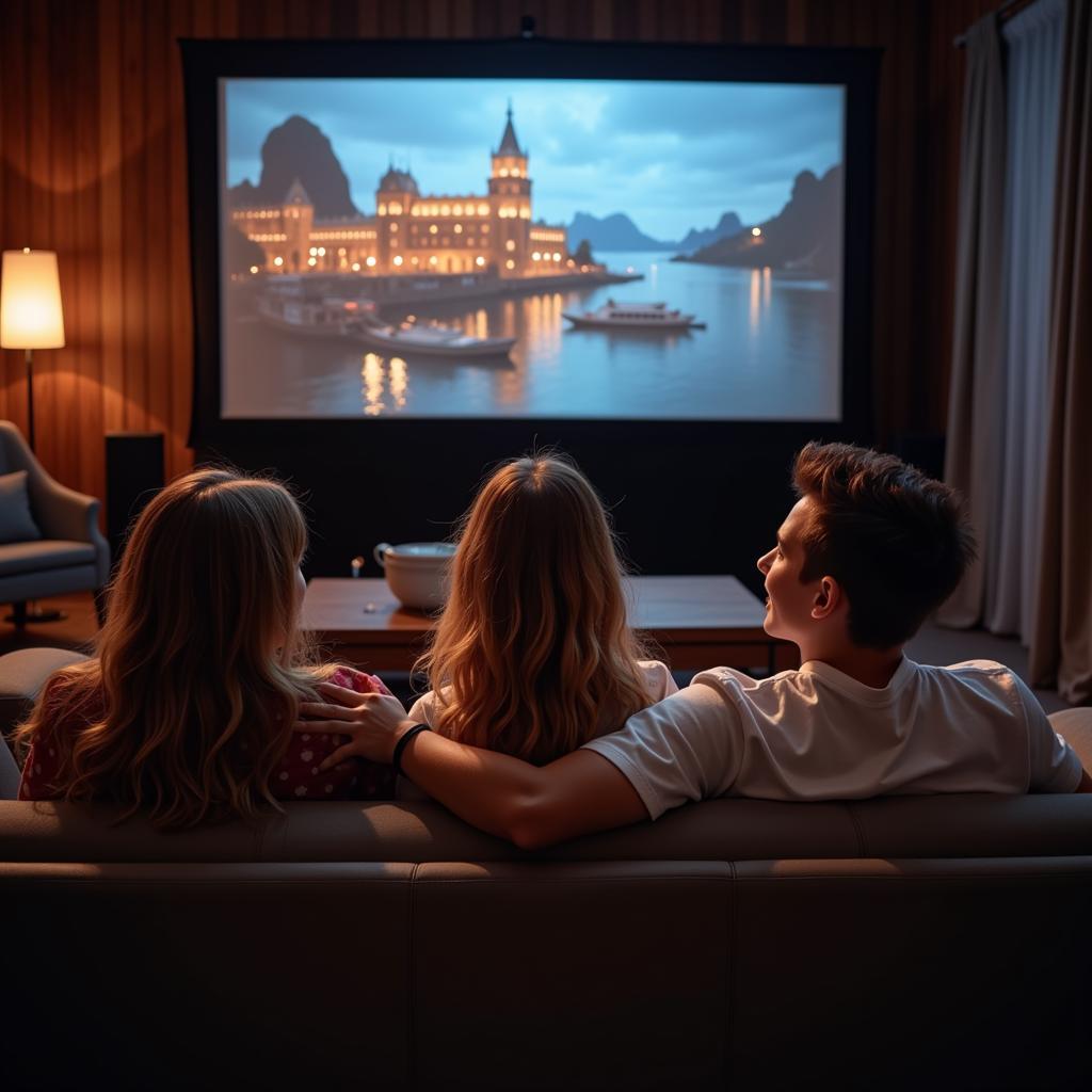 Family Enjoying Art Movie Together