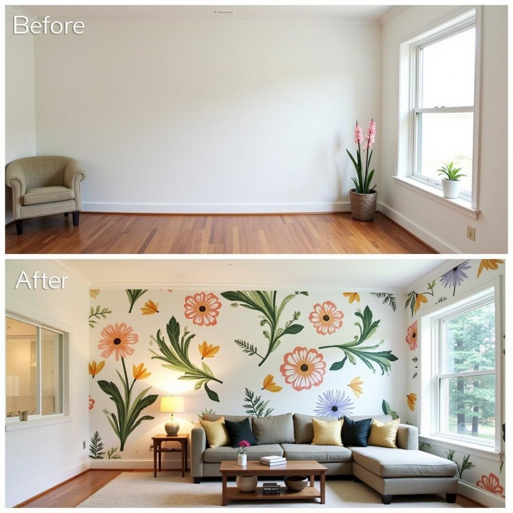 Art Mural Wallpaper Living Room Transformation