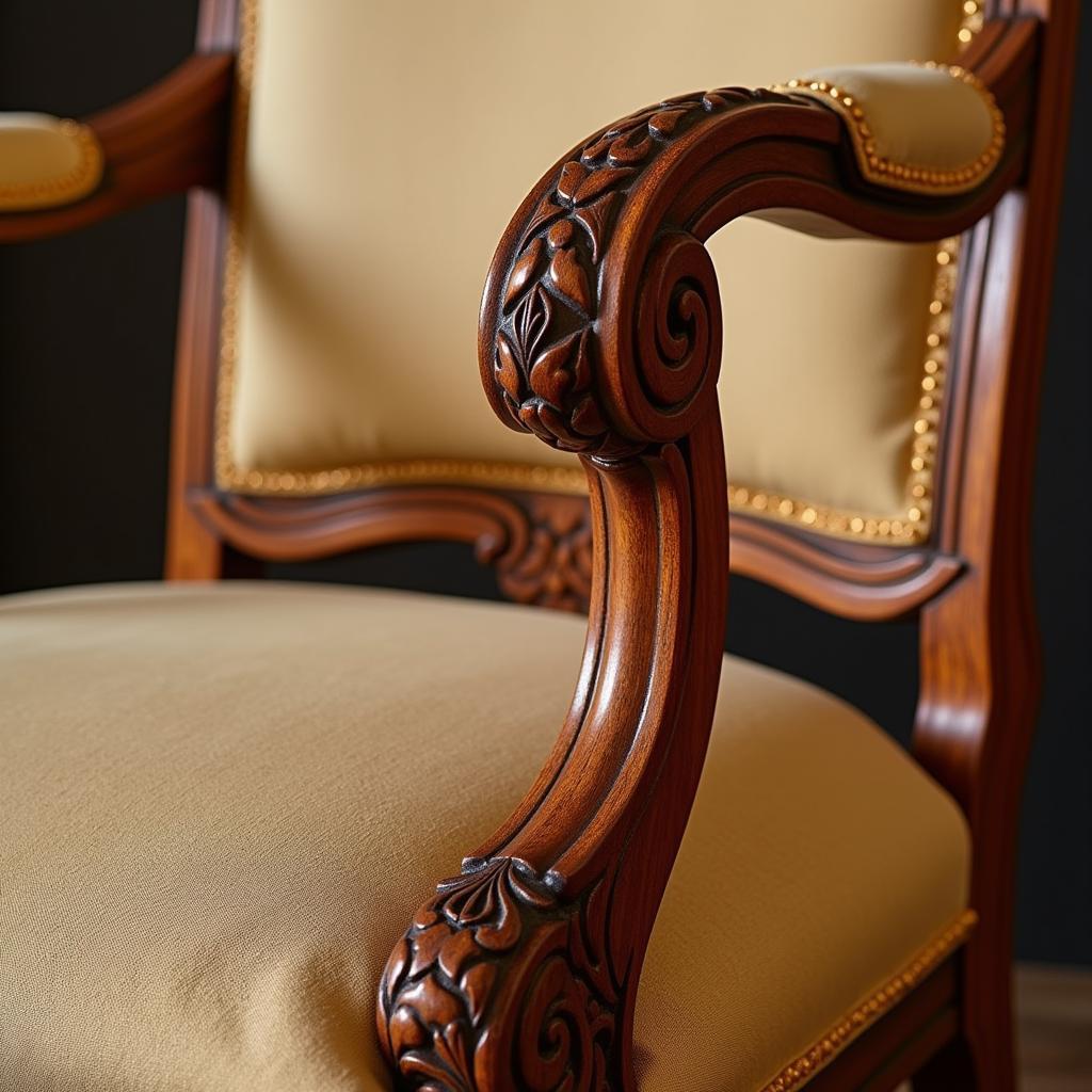 An art nouveau armchair with intricate floral design