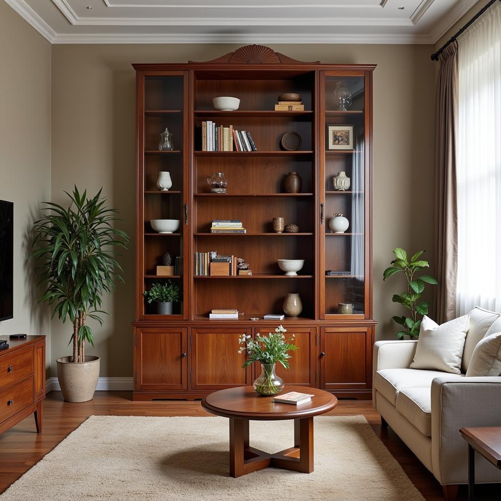 Art Nouveau Bookcase in a Living Room Setting