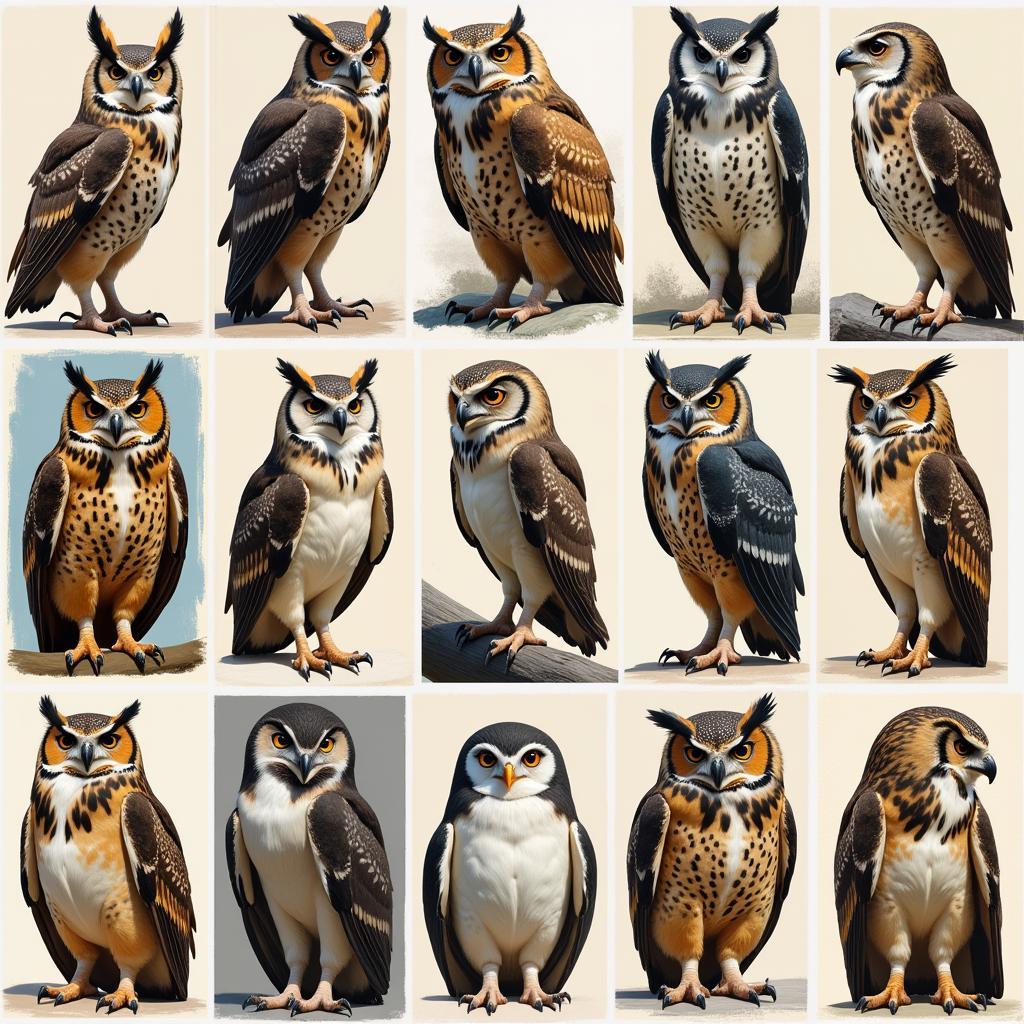 Art Owls in Different Art Styles