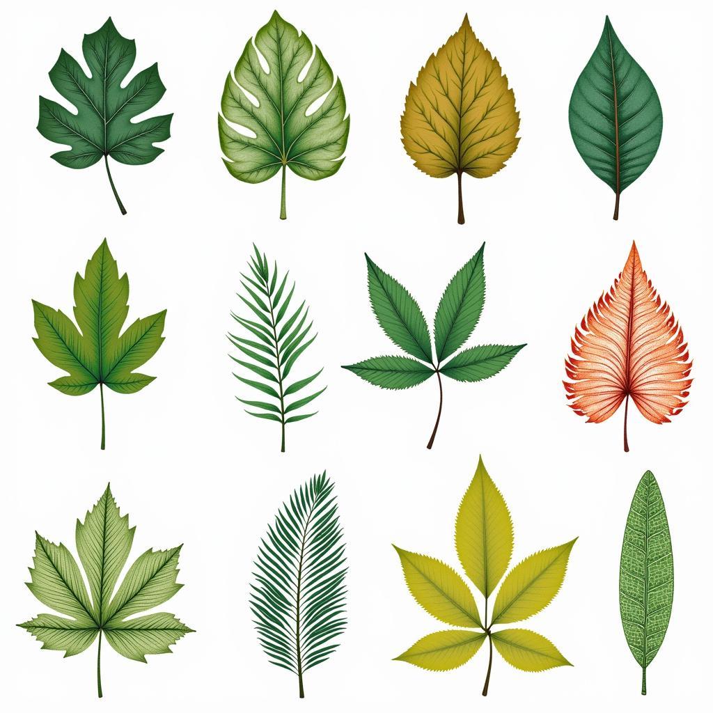 Variety of Art Print Leaves Showing Different Styles and Techniques