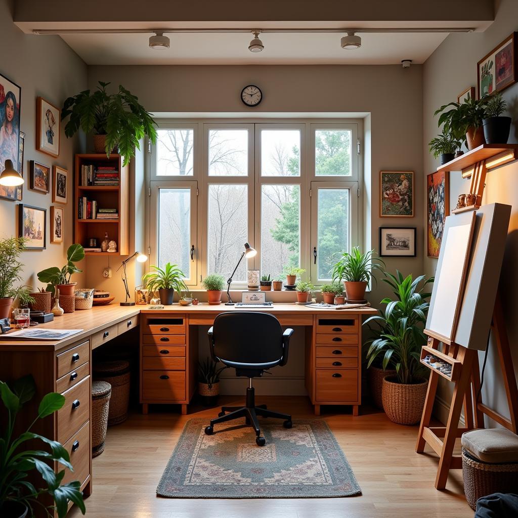 Setting up an Art Studio with a Desk and Easel