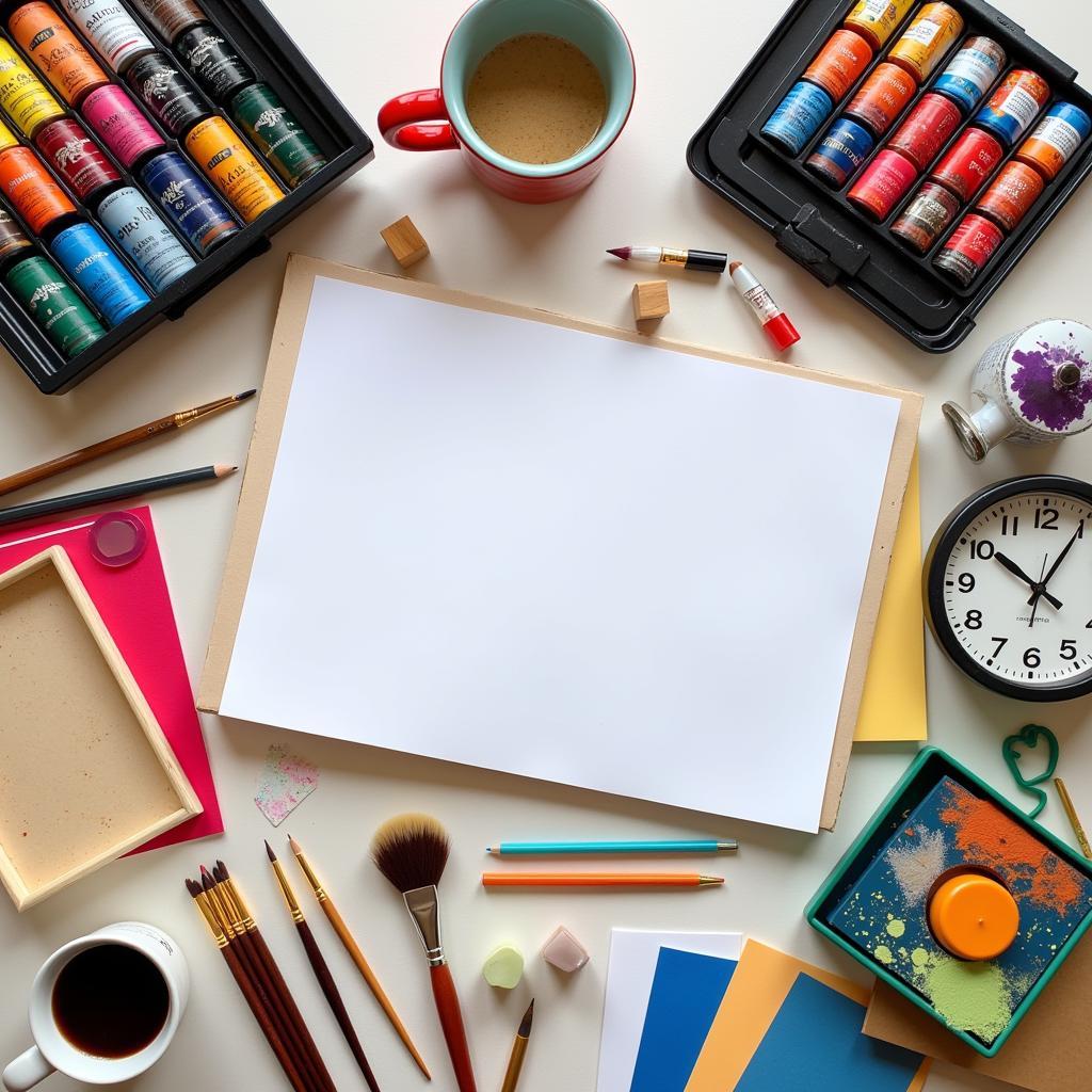 Art Supplies Organized on a Desk