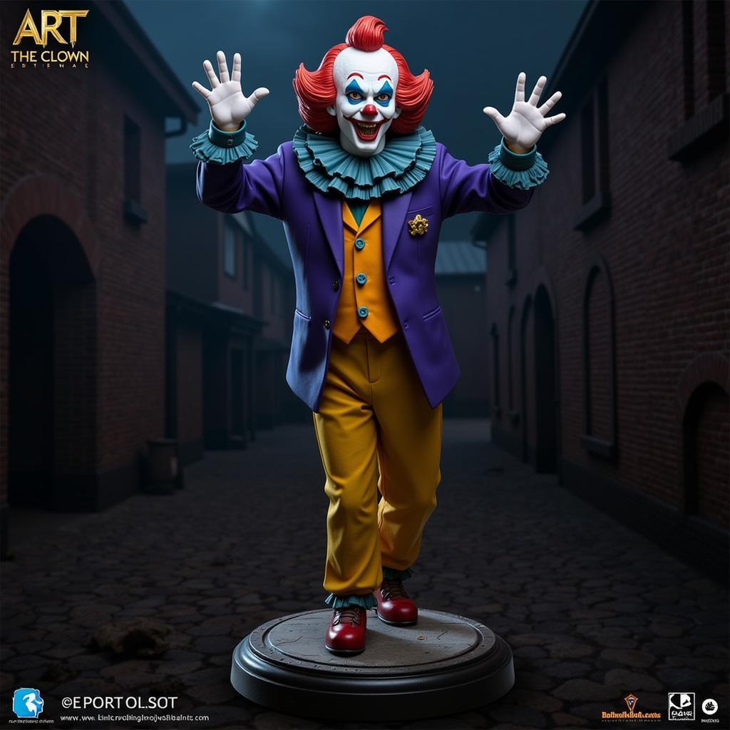 Limited Edition Art the Clown Statue: A close-up view of a highly detailed and limited edition statue of Art the Clown.