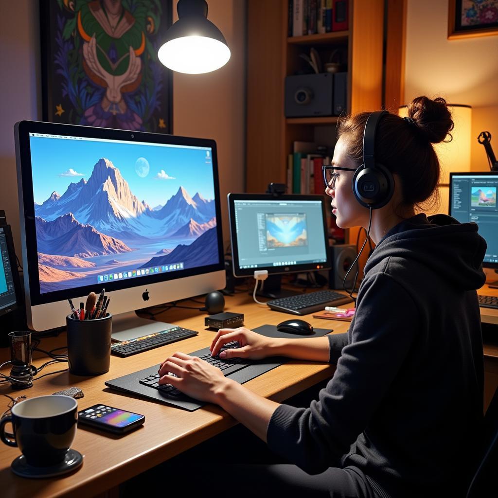 Artist at Work in Studio