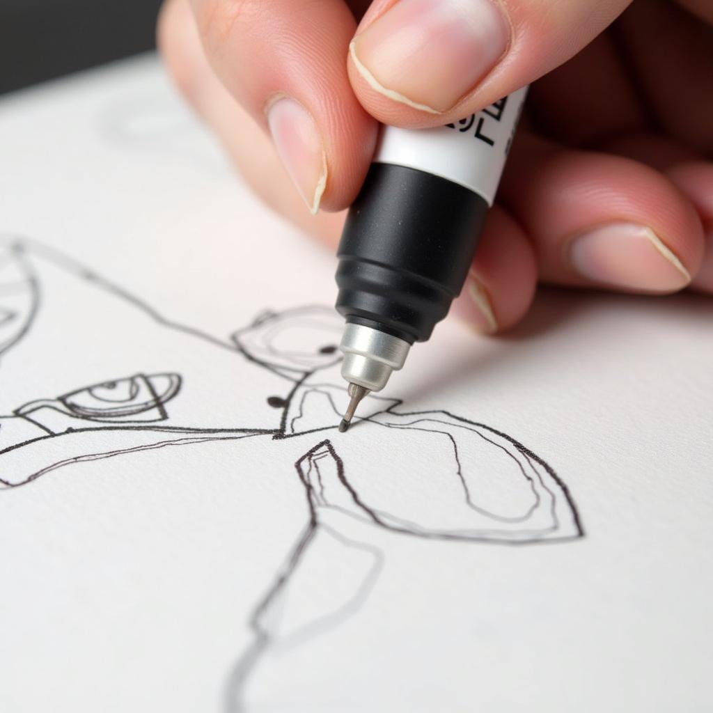 Artist Using Zebra Click Art Pens for a Detailed Sketch