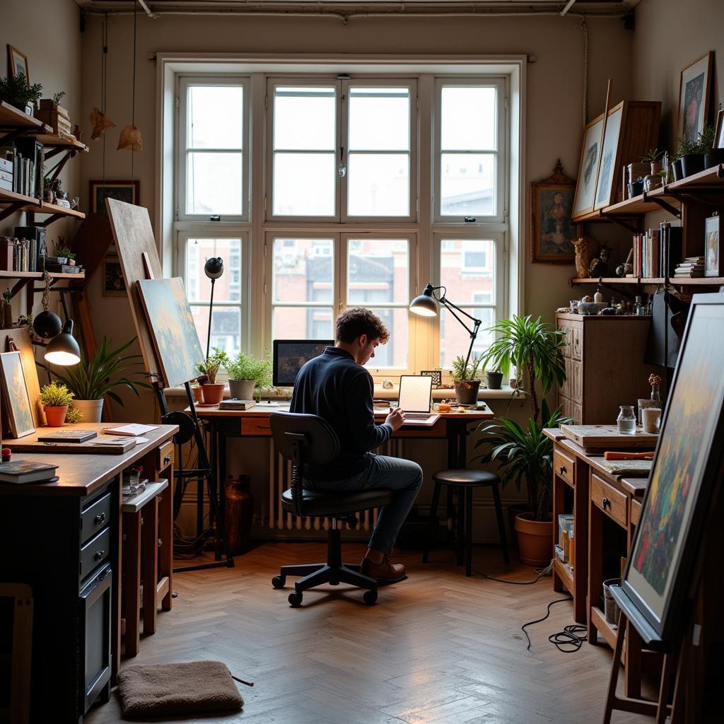 Artist working in their ideal studio space