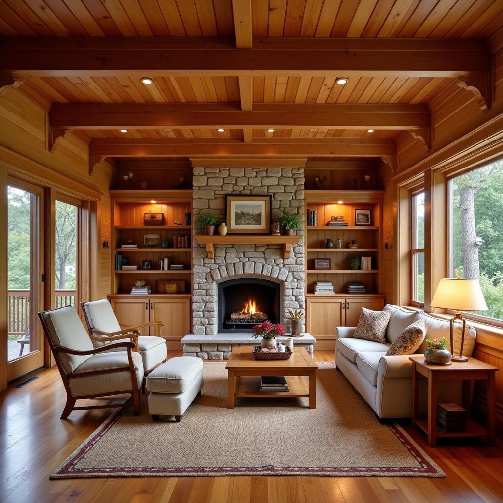 Interior view of an Arts and Crafts style living room