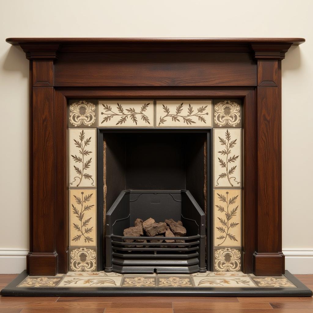 Arts and Crafts Fireplace Mantel and Tile