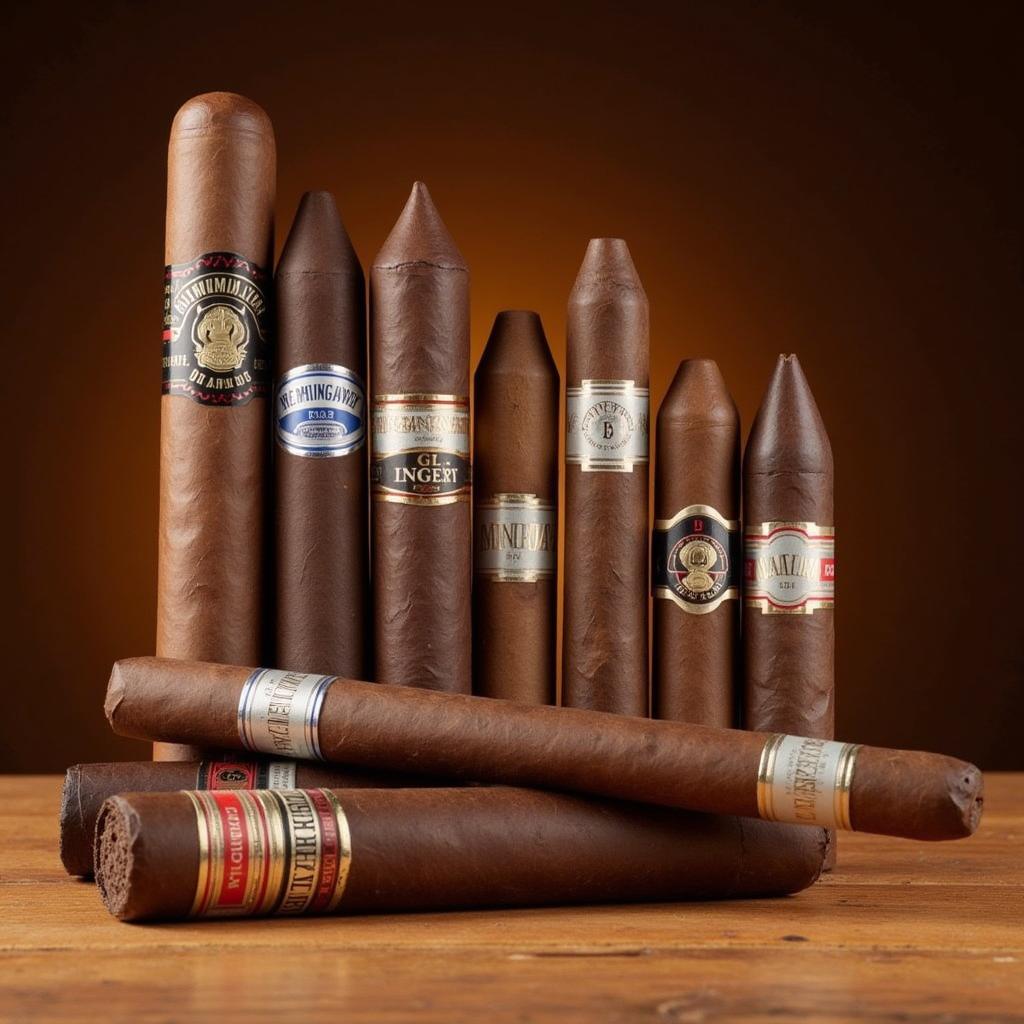 Various sizes of Arturo Fuente Hemingway cigars, showcasing the range within the line.