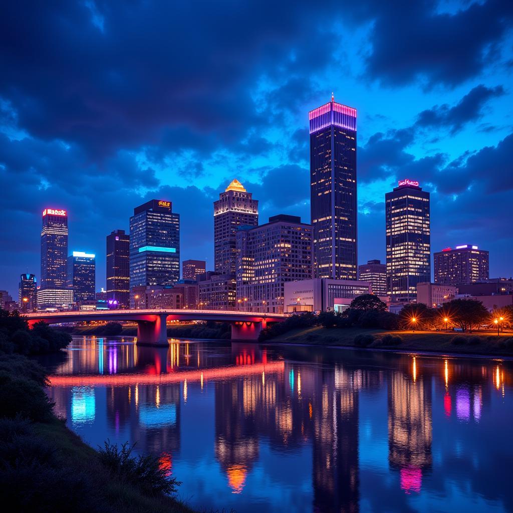 Austin Texas Skyline at Night Digital Art