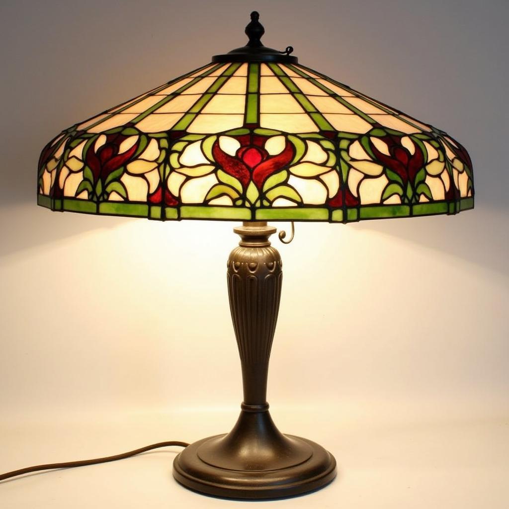 Authentic Art Deco Stained Glass Lamp