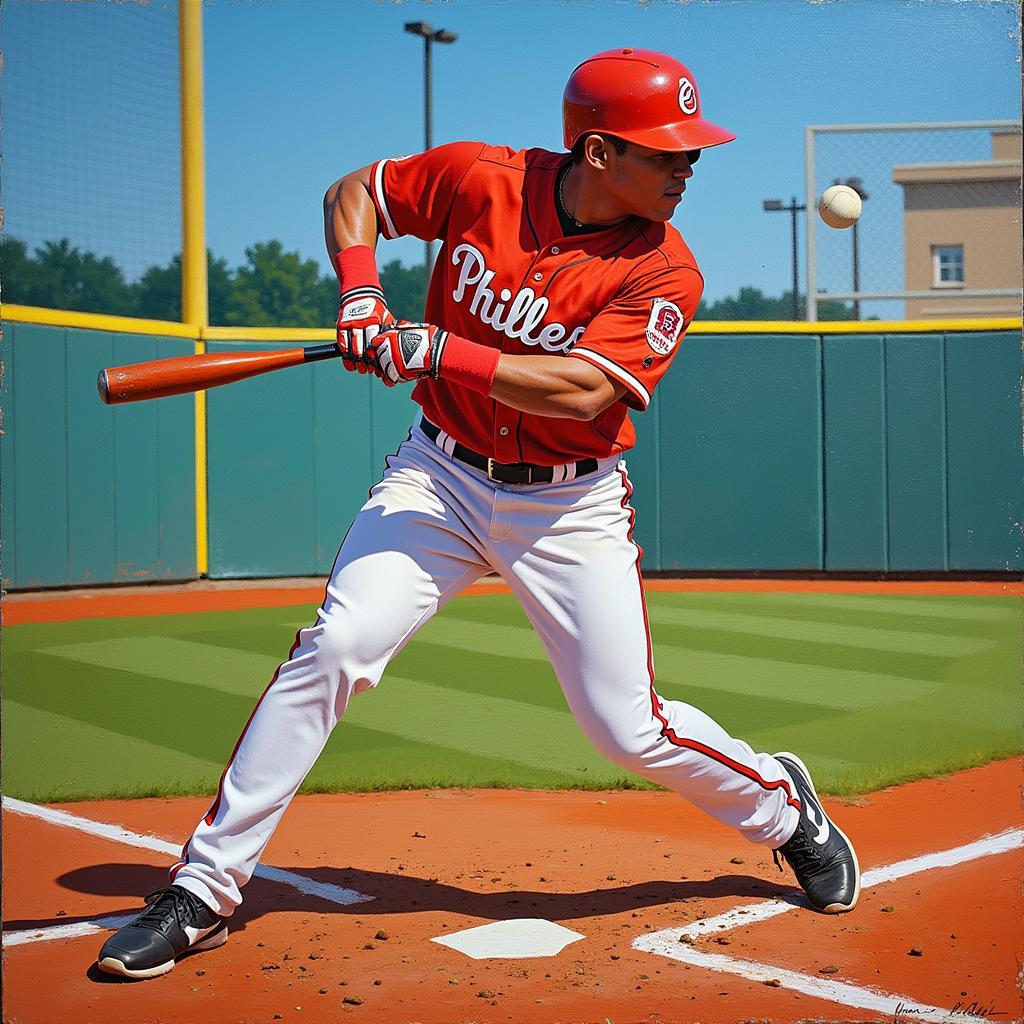 Baseball Player Mid-Swing