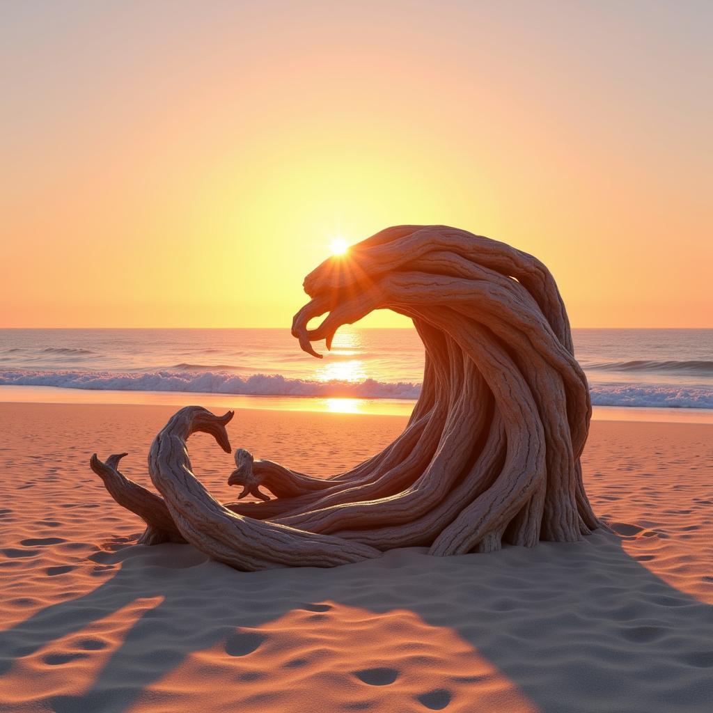 3D Model of Beach Art at Sunset