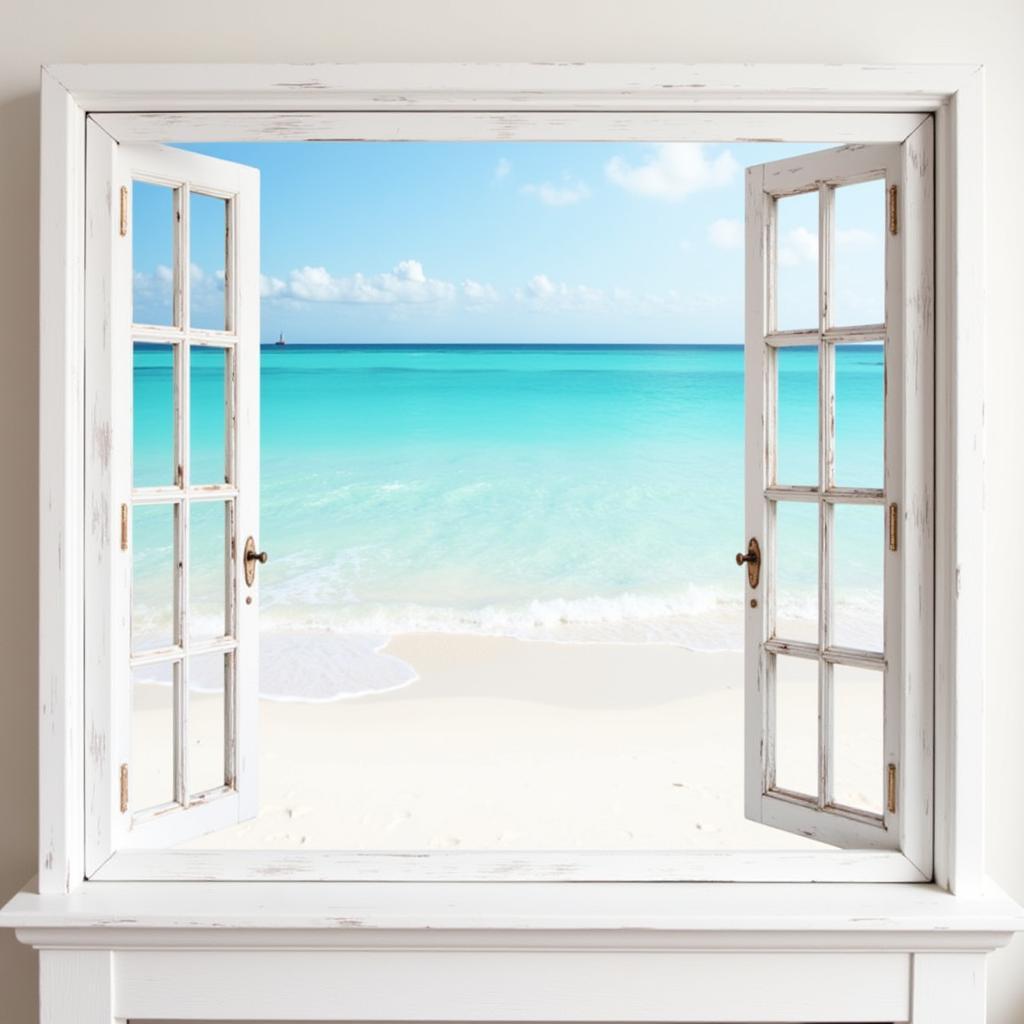 Beach Vista Window View Framed Print