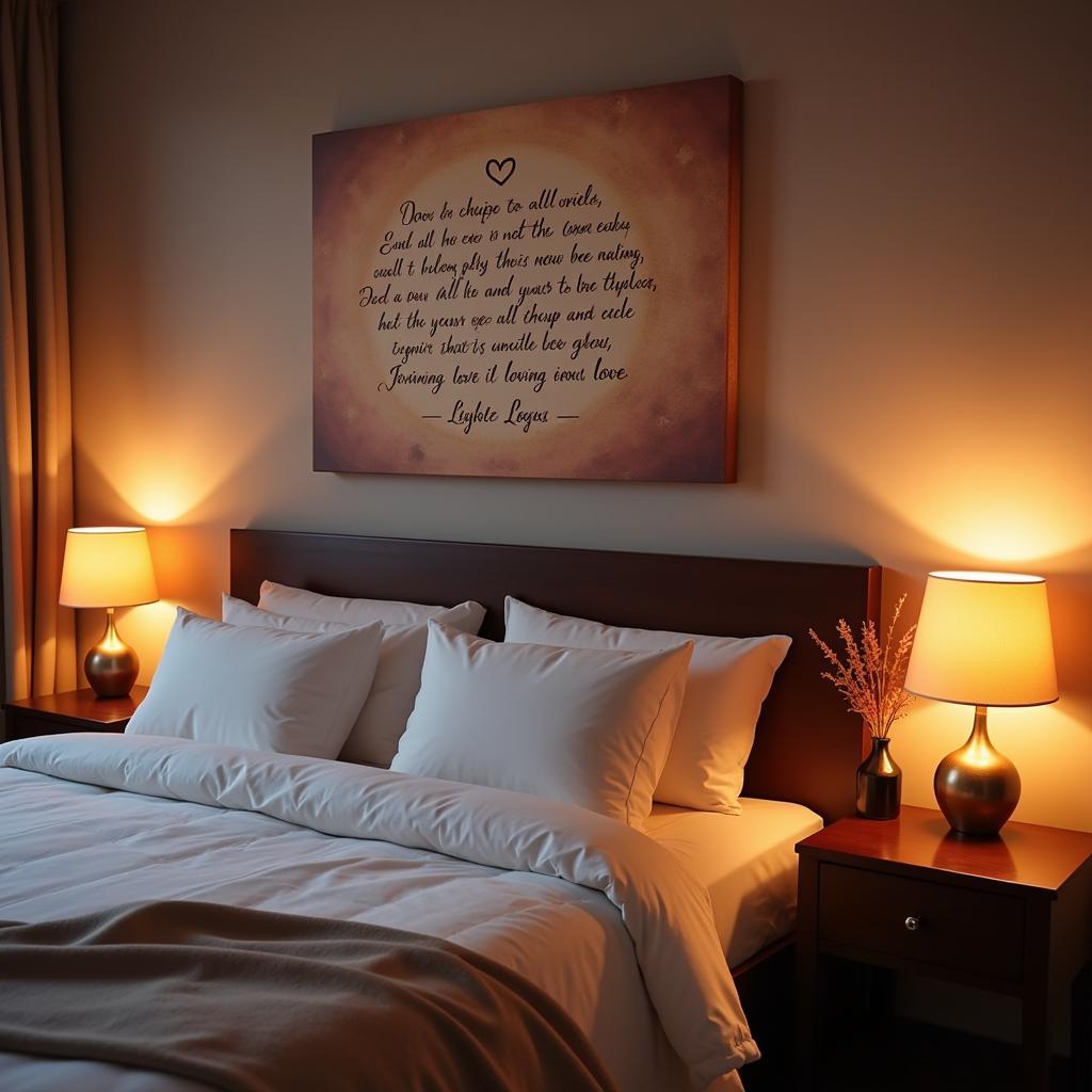 Romantic quote displayed as bedroom wall art