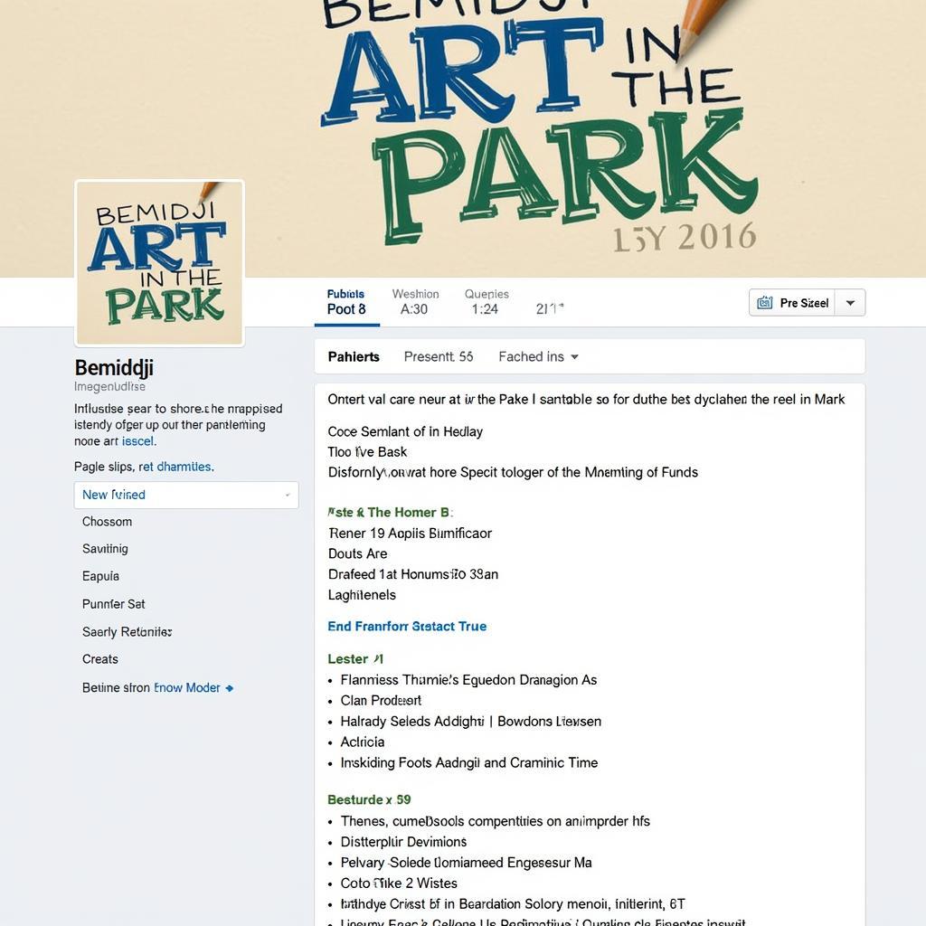 Bemidji Art in the Park Schedule Information