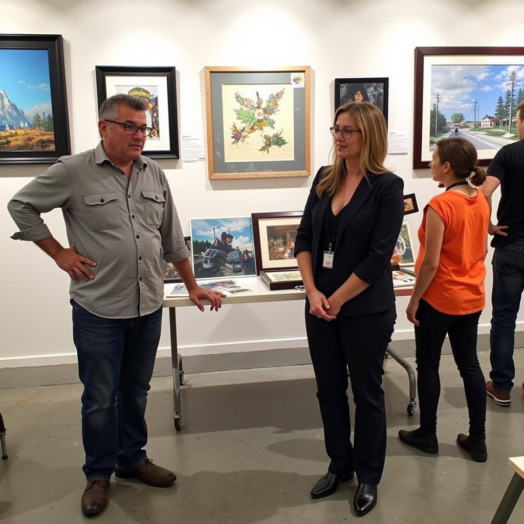 Biddeford Art Walk: Artist Interacting with Visitors