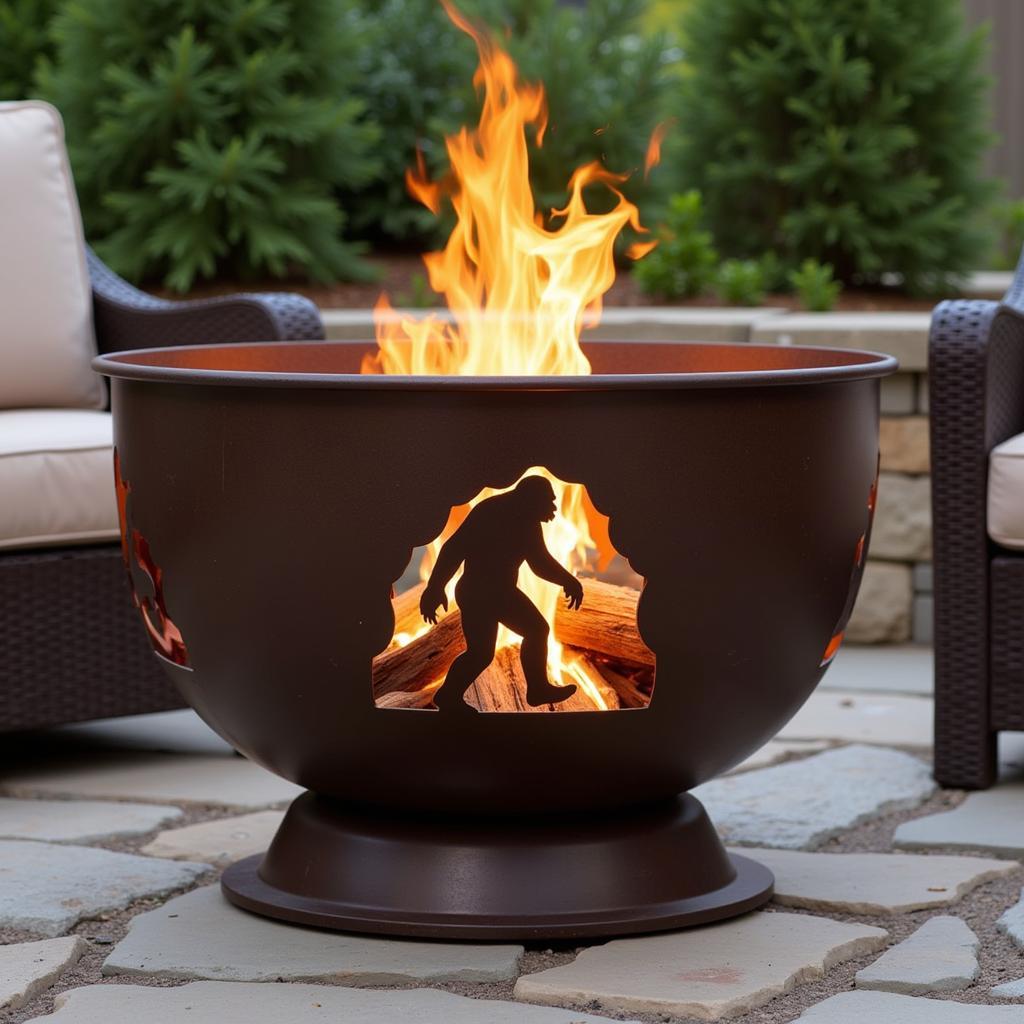 Bigfoot Metal Fire Pit on an Outdoor Patio