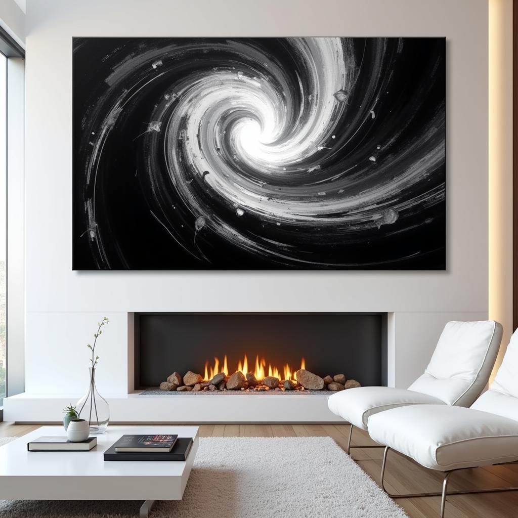 Black and White Glass Wall Art in a Modern Living Room