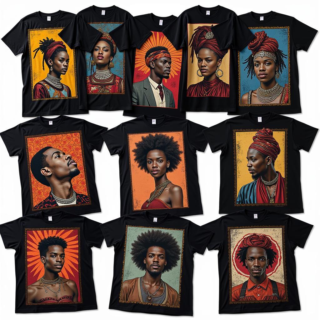 Black Art Tee Shirts Showcasing Diverse Designs