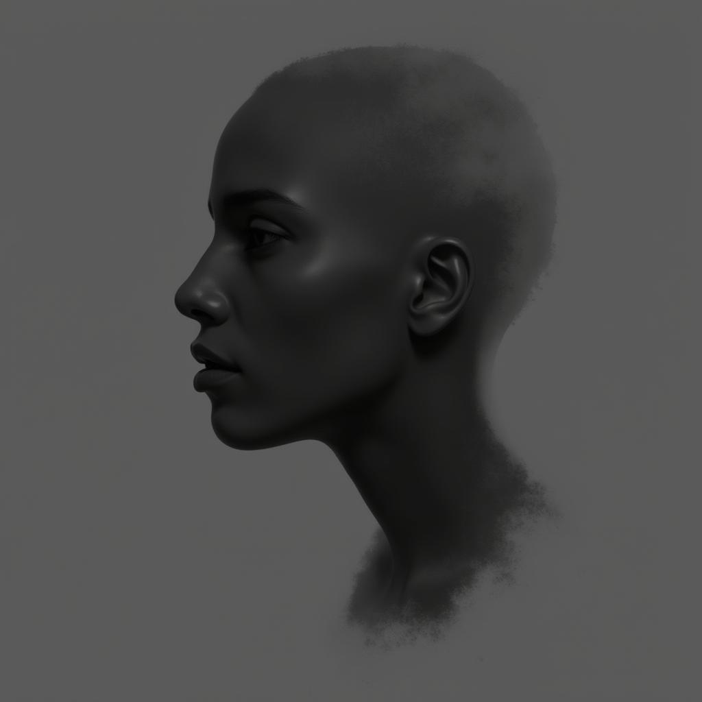 Digital Painting of a Portrait in Black and Gray