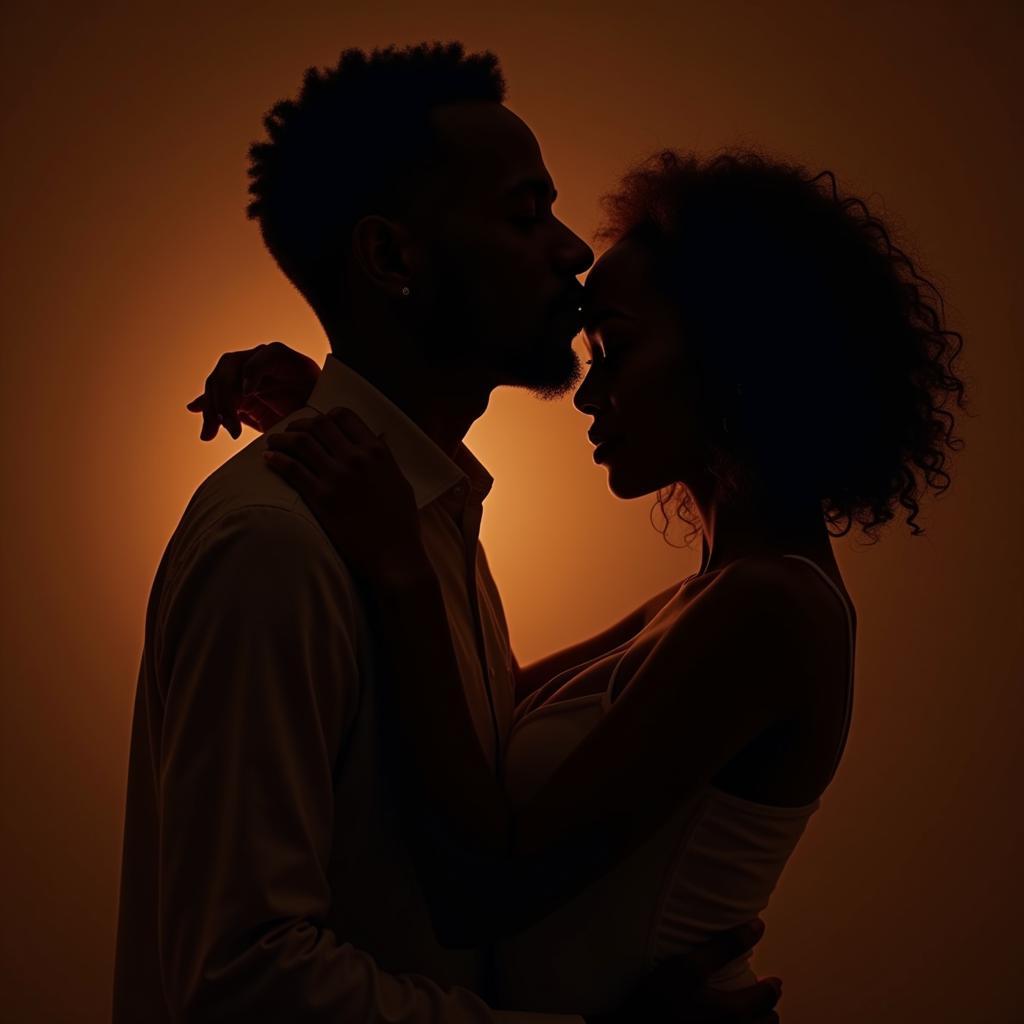 A couple embracing, showcasing the emotional depth and vulnerability in Black intimacy art.