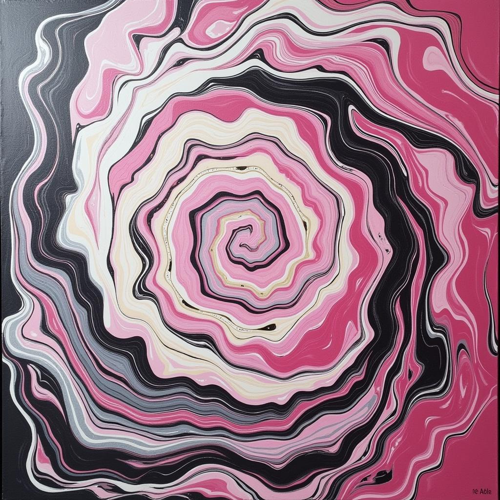 Abstract Black White and Pink Wall Art