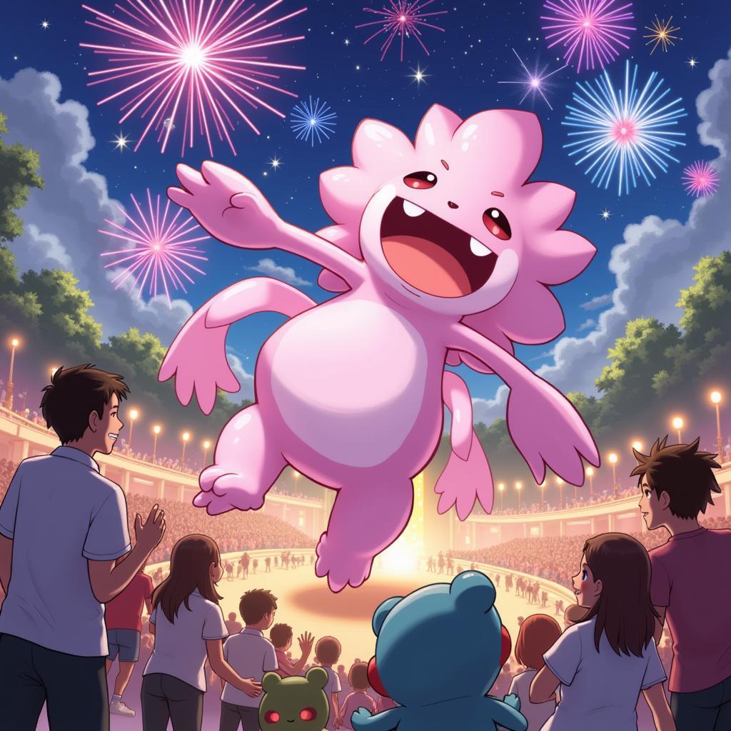 Blissey at a Vibrant Festival